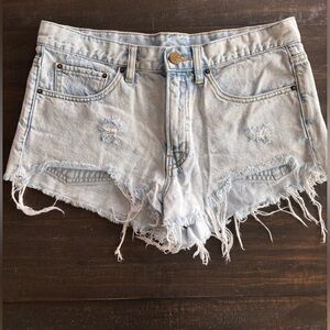 Light Wash Distressed Jean Shorts